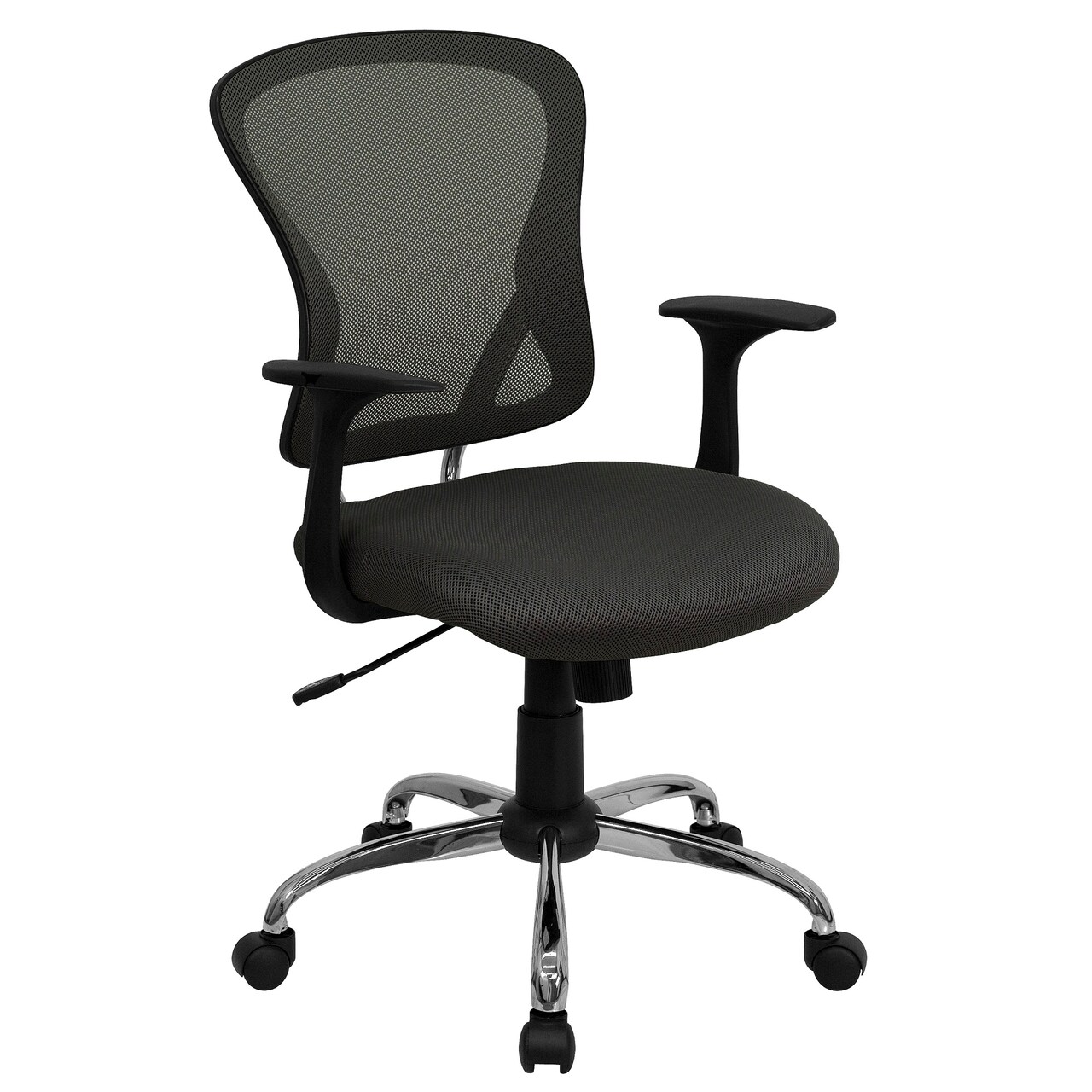 Flash Furniture 40&#x22; Charcoal Gray Mesh Elegant Mid-Back Design Swivel Office Chair with Arms